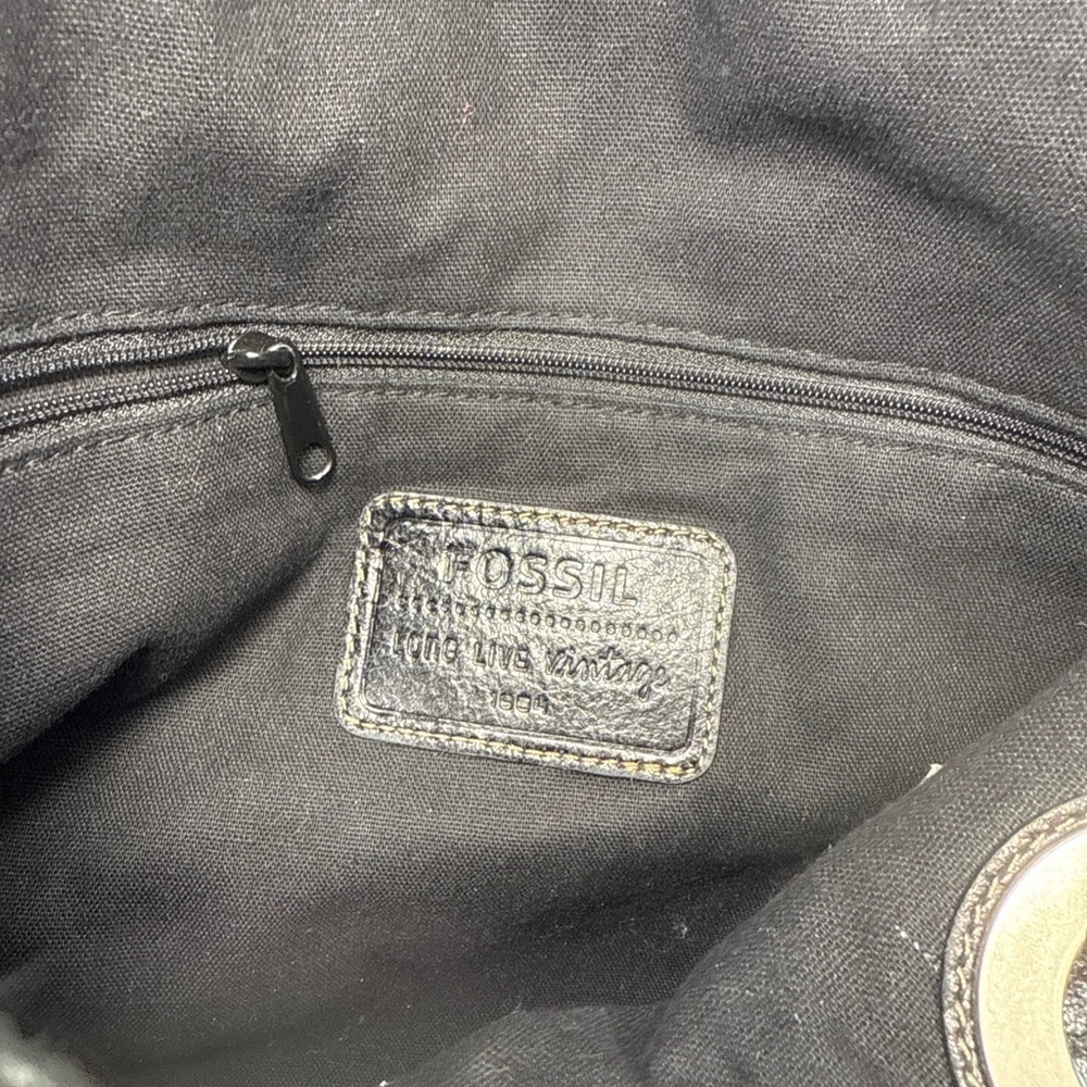 Fossil Black Leather Tote shoulder bag - Picture 10 of 14